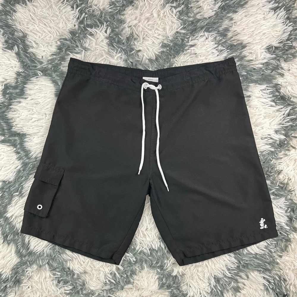 Disney Parks Men’s Black Swim Trunks With Liner Mickey Logo Size M
